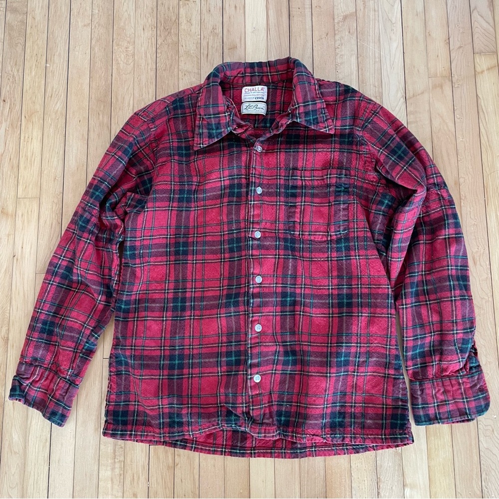 LL Bean Vintage Red Plaid Flannel Shirt